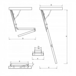 Drewniane schody strychowe EXTRA 120x80