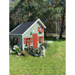 Piętrowy domek ogrodowy z drewna dla dzieci - Amelia