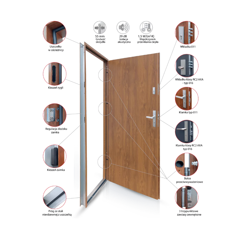 Drzwi zewnętrzne przeszklone HERMES - Białe INOX. Produkt POLSKI.