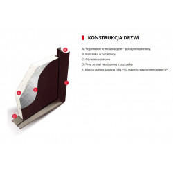 Drzwi zewnętrzne przeszklone HERMES - Złoty Dąb. PVC. Produkt POLSKI.