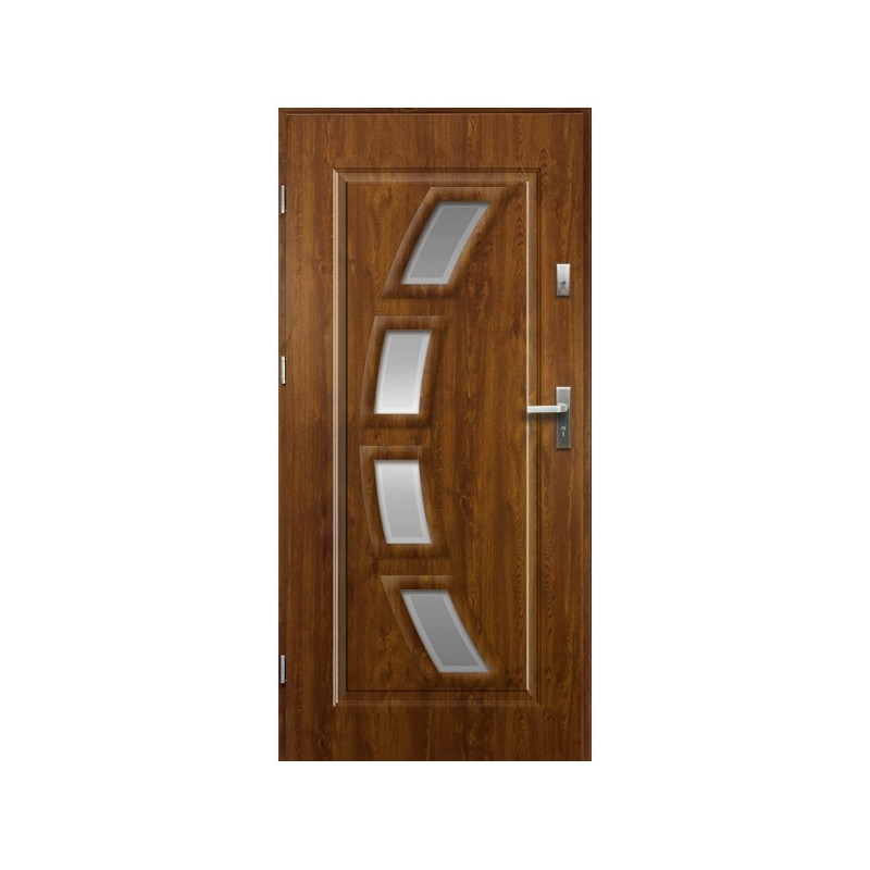 Drzwi zewnętrzne przeszklone HERMES - Złoty Dąb. PVC. Produkt POLSKI.