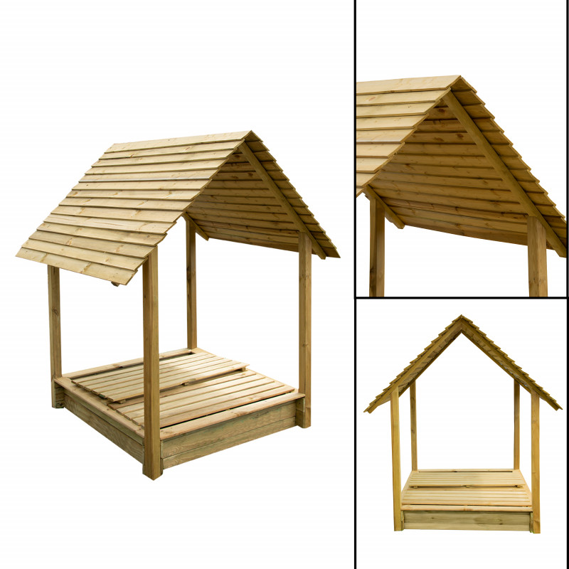 Duża piaskownica z pokrywą i daszkiem 145x130x180 cm zamykana