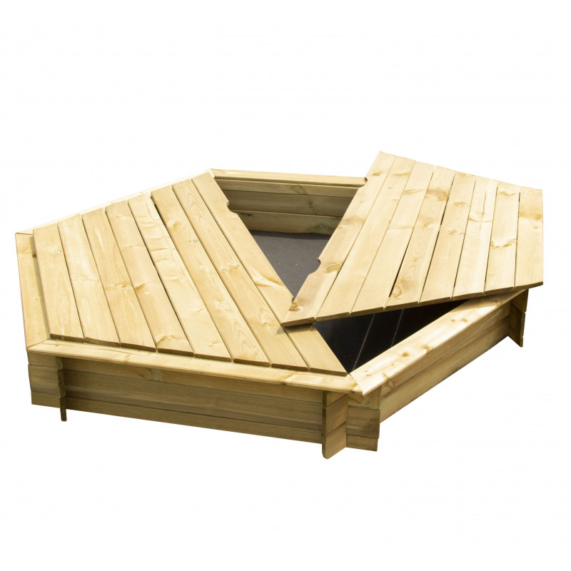 Drewniana piaskownica sześciokątna 160x160 cm impregnowana