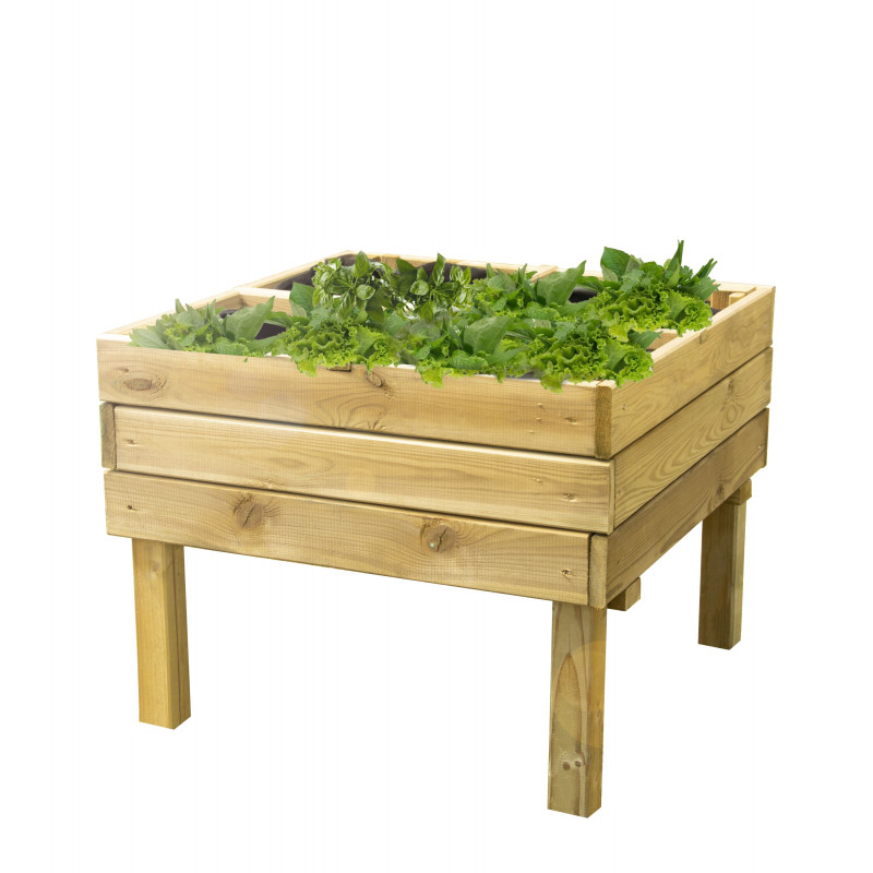 Warzywniak drewniany na nogach zielnik 64x64x50 cm wysoka donica