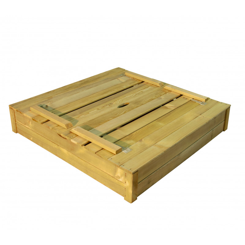 Drewniana piaskownica dla dzieci z siedzeniami 120x120x62 cm