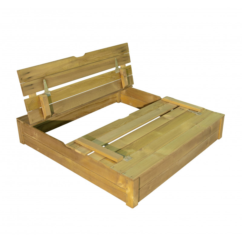 Drewniana piaskownica dla dzieci z siedzeniami 120x120x62 cm