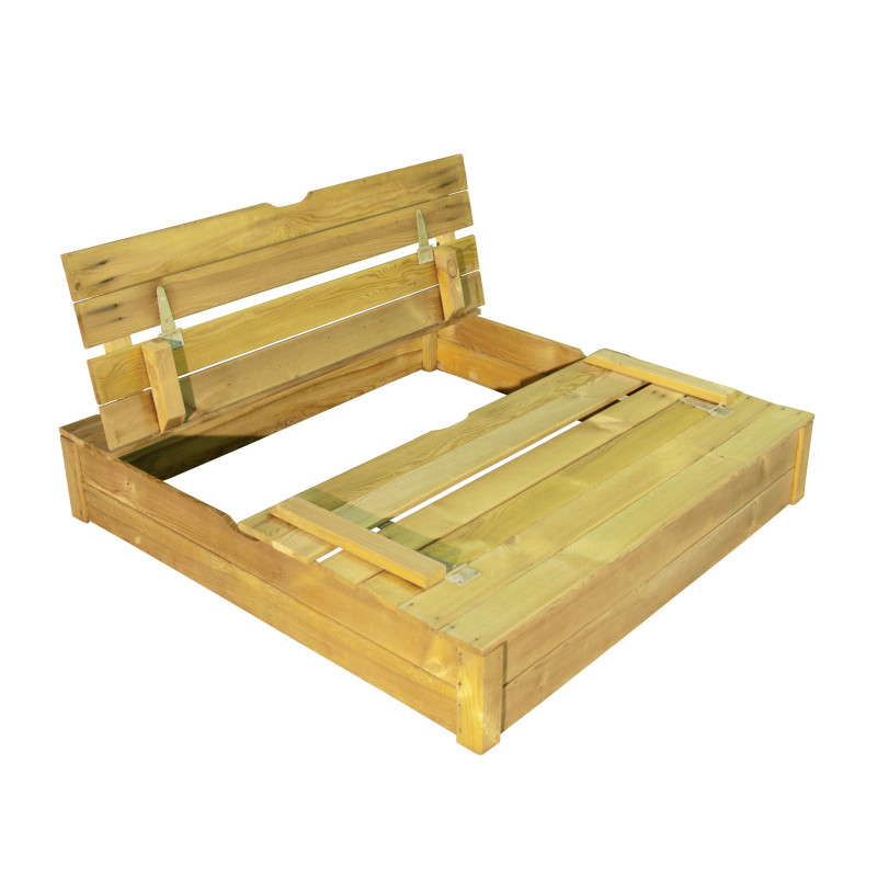 Drewniana piaskownica dla dzieci z siedzeniami 120x120x62 cm