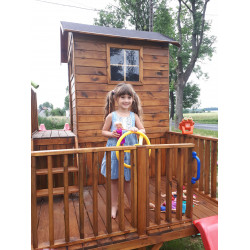 Drewniany domek ogrodowy dla dzieci - Hubert z krótkim ślizgiem