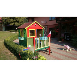 Drewniany domek ogrodowy dla dzieci - Tomek Impregnat W Kolorze Białym