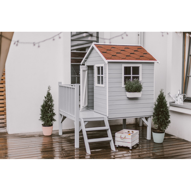 Drewniany domek ogrodowy dla dzieci - Tomek Impregnat W Kolorze Białym