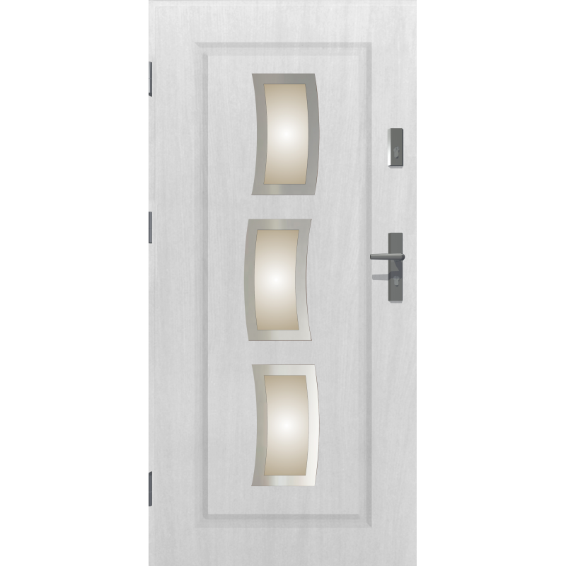 Drzwi zewnętrzne STARS - biały INOX. Szklenie Stopsol. Produkt polski. 