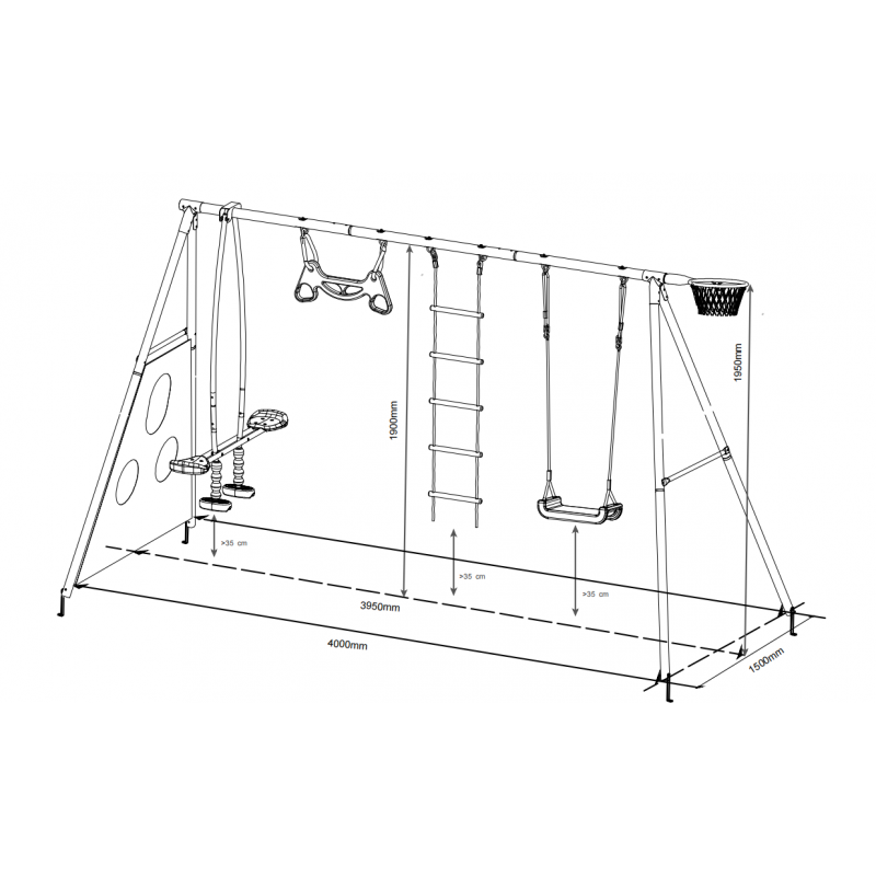 Wielofunkcyjny Metalowy Plac Zabaw Allan Jasnozielony