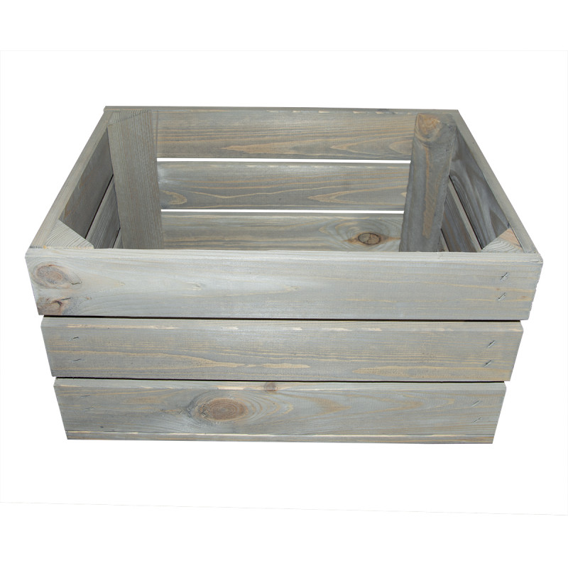 SKRZYNKA DREWNIANA SZARA DEKORACYJNA 40X30X21 CM