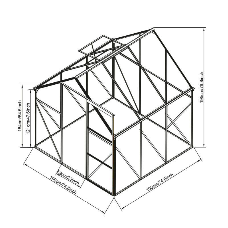 Szklarnia poliwęglanowa 3,6m2 190x190x195cm
