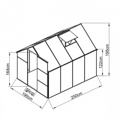 Szklarnia poliwęglanowa 4,8m2 190x250x195 cm