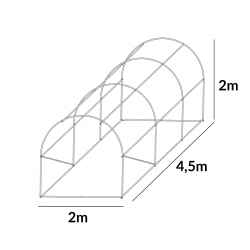 Stelaż Do Tunelu Szklarniowego Szkielet 2x4,5m grube rurki 25mm