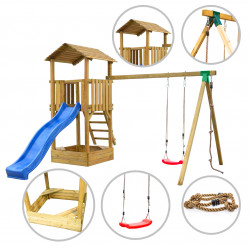Plac zabaw dla dzieci Lusia drewniany ze ślizgiem i huśtawką