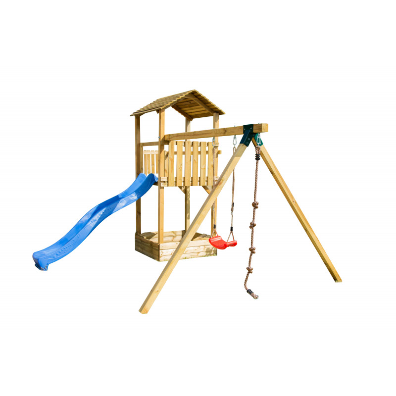Plac zabaw dla dzieci Lusia drewniany ze ślizgiem i huśtawką