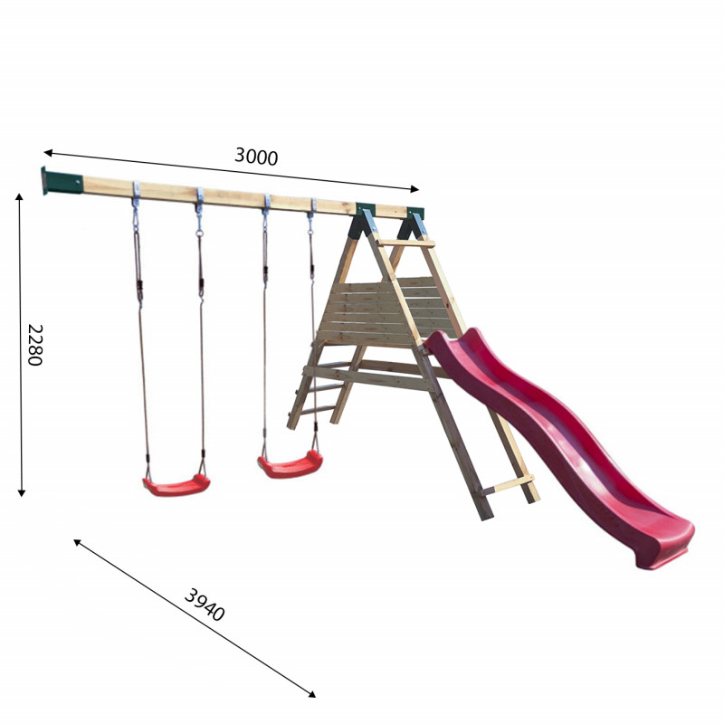Drewniany Domek Dla Dzieci Gucio Podwójna Huśtawka + Platforma i Ślizg