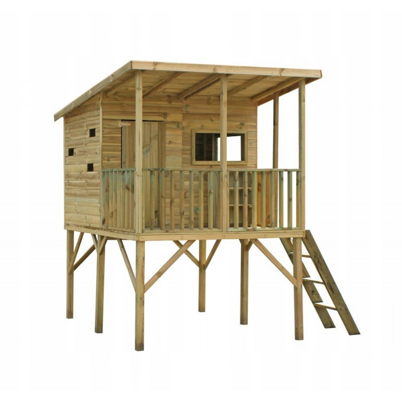 Drewniany domek ogrodowy dla dzieci - Robinson ze ślizgiem