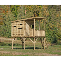 Drewniany domek ogrodowy dla dzieci - Robinson ze ślizgiem