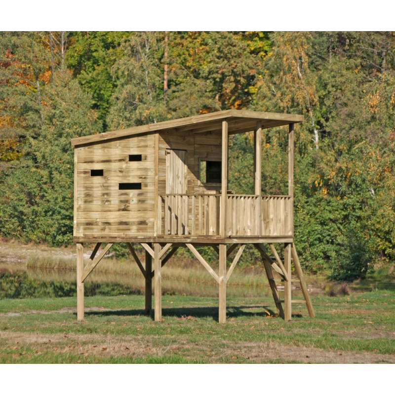 Drewniany domek ogrodowy dla dzieci - Robinson ze ślizgiem