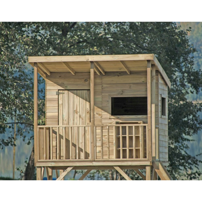 Drewniany domek ogrodowy dla dzieci - Robinson ze ślizgiem