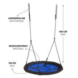 Bocianie Gniazdo Huśtawka z pianką 100 cm Czarno-niebieskie