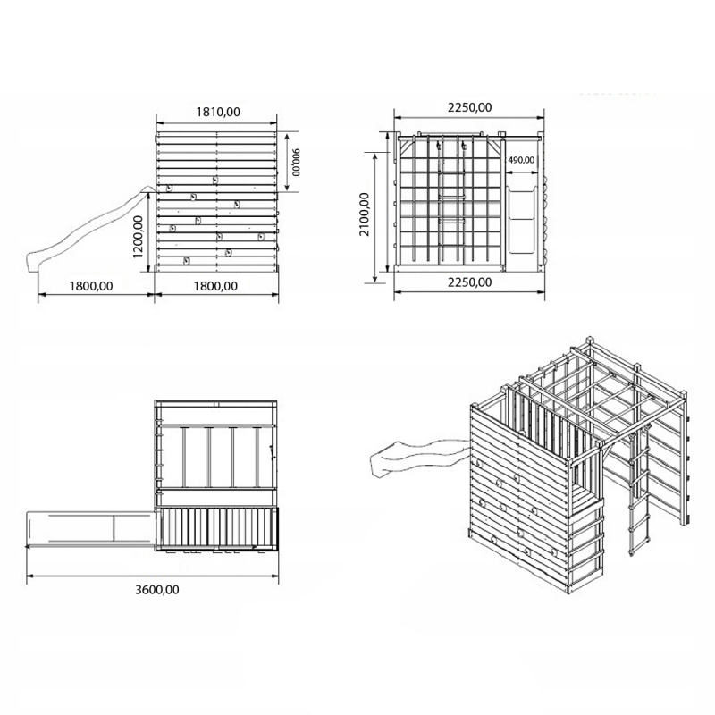 Plac zabaw Cubic Sigma 225x360x210 cm Kostka
