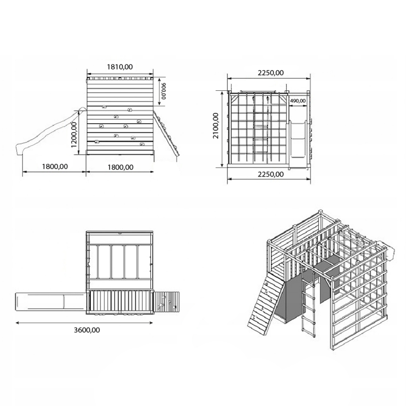 Plac zabaw Cubic Omega 225x447 wys.210 cm Kostka - Marynarski