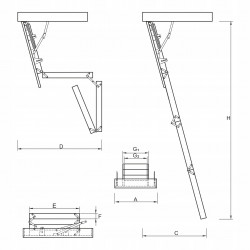 Drewniane schody strychowe EXTRA 90x60 0,86 W/m2K
