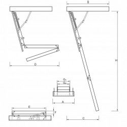 Drewniane schody strychowe EXTRA 120x60 H-305 46mm