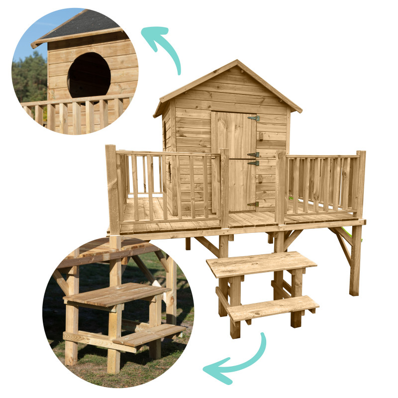 Drewniany domek ogrodowy dla dzieci - Maciej -  bez ślizgu