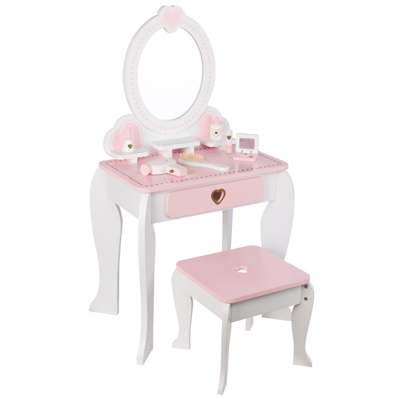 Różowa toaletka dla dzieci Kinga z akcesoriami i krzesełkiem