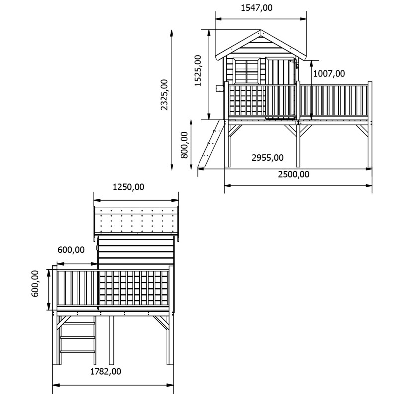 Drewniany domek dla dzieci Grześ Max z tarasem