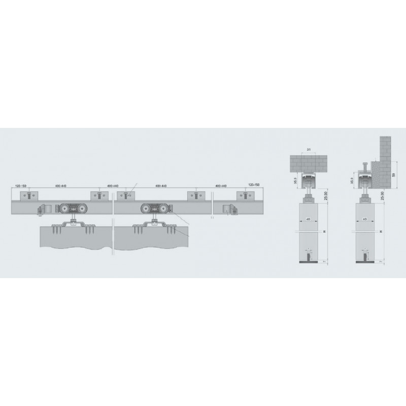 System przesuwny 2000 mm do drzwi