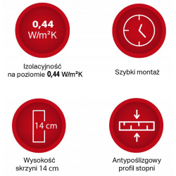 Drewniane Schody Strychowe NORDIC 86mm 90X70 + dodatkowa uszczelka