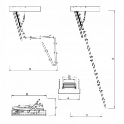 Schody strychowe STALLUX 32 mm MINI  PLUS 80x70 0,86 W/m2K