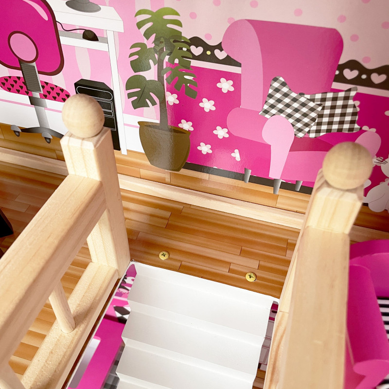 Duży domek dla lalek Nadia z balkonem i akcesoriami