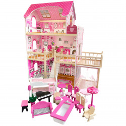 Duży domek dla lalek Nadia z balkonem i akcesoriami