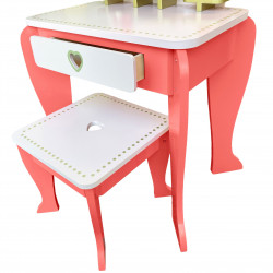 Różowa toaletka dla dzieci Aurora z krzesełkiem akcesoria