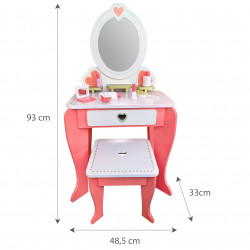 Różowa toaletka dla dzieci Aurora z krzesełkiem akcesoria
