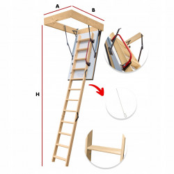Drewniane schody strychowe EXTREME 112x70 76mm