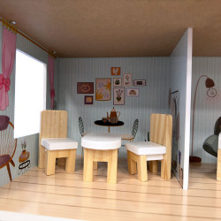 Drewniany domek dla lalek Rozalia z ogrodem i akcesoriami