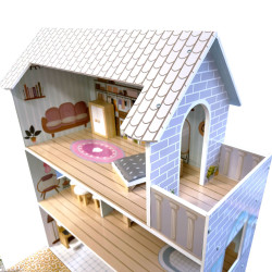 Drewniany domek dla lalek Rozalia z akcesoriami