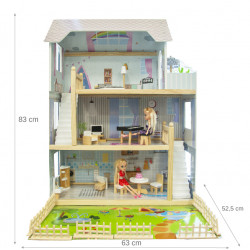 Drewniany domek dla lalek Małgosia z ogrodem i akcesoriami