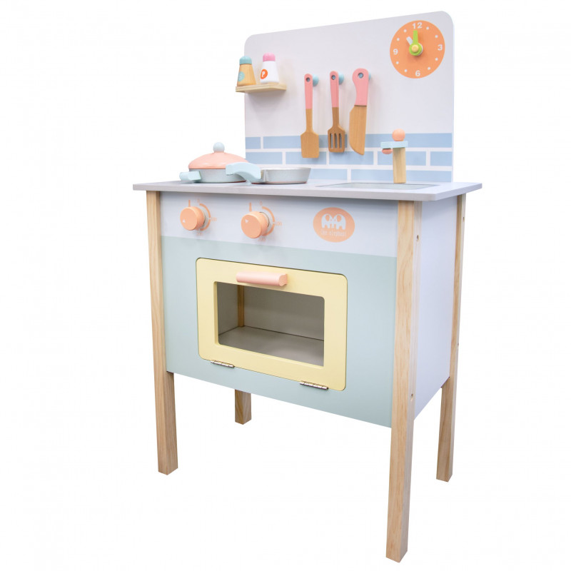 Drewniana kuchnia dla dzieci niebiesko-biała JuniorKitchen