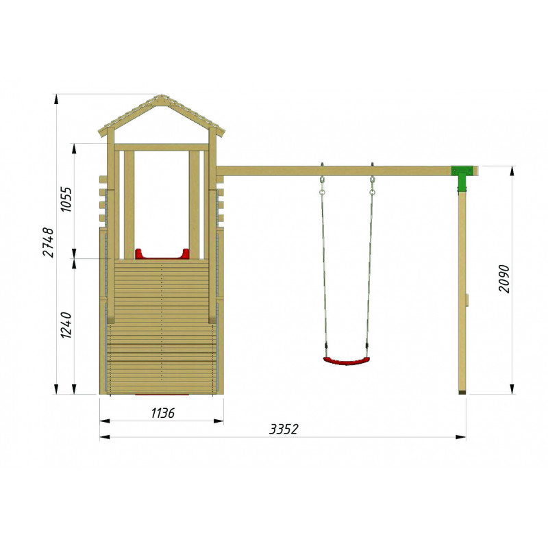 Wieża z podjazdem i huśtawką Hugo