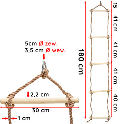 Drabinka linowa 5 szczebli 1 pkt zawieszenia na place zabaw
