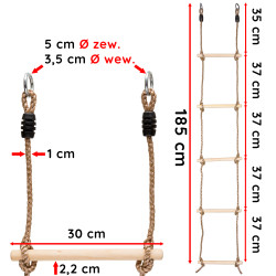 Drabinka linowa 5 szczebli 2 pkt zawieszenia na place zabaw